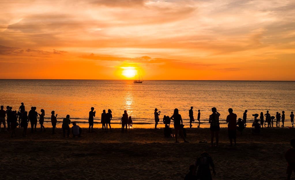 Sunset at Tajung Aru, Sabah, Malaysia.