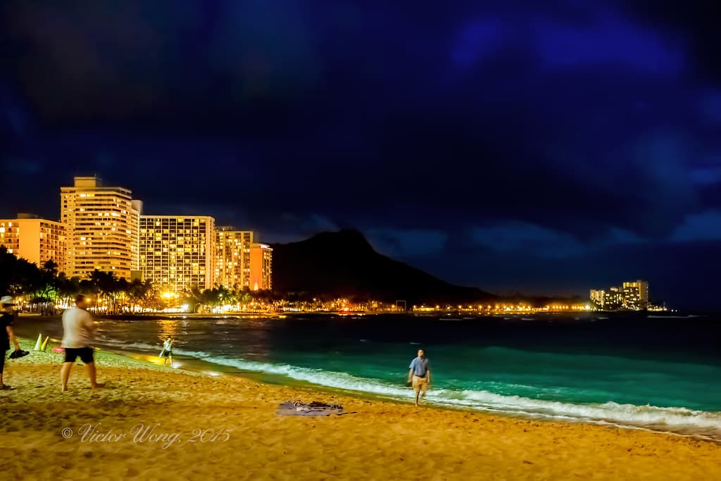 Waikiki Beach at dusk
