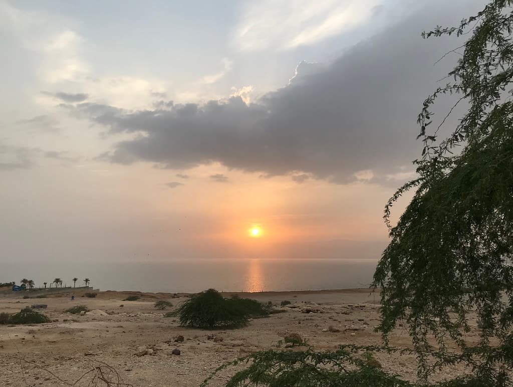 Sunset and heavy Rains, the Dead Sea, Jordan.