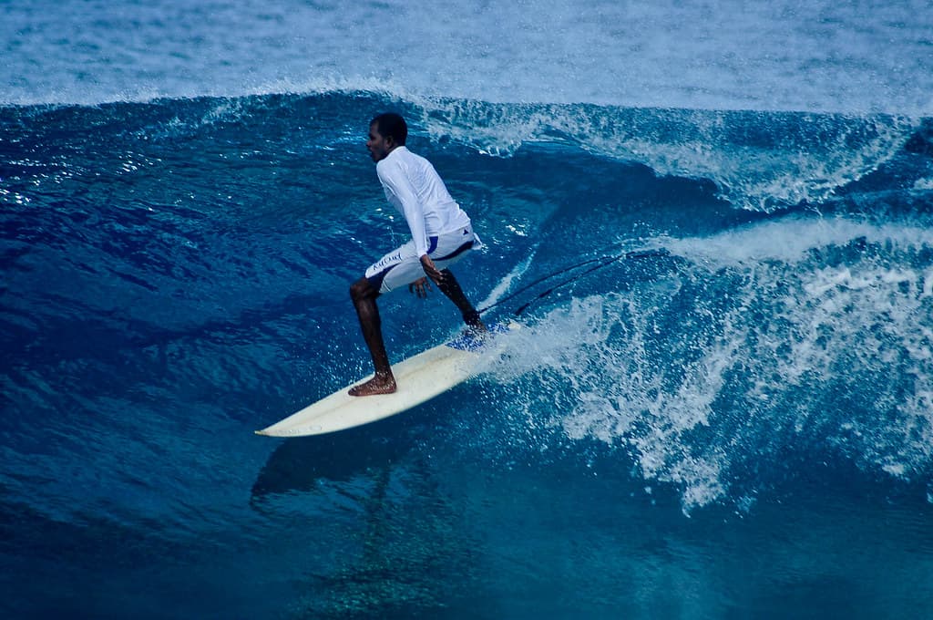Surfing in Fuvahmulah, Maldives