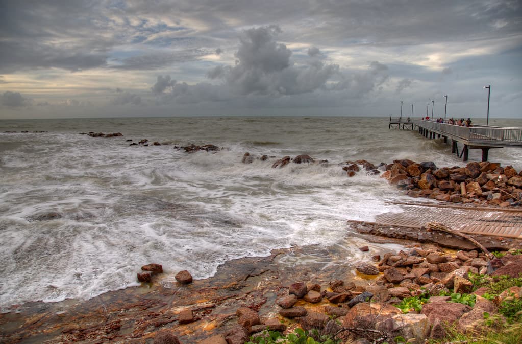 Nightcliff boat ramp - great afternoon to go fishing with a king tide and 30 knot wind.