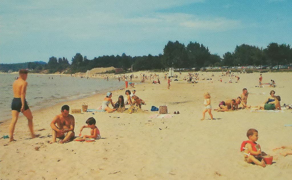 CEN Ludington MI 1950s BEACH BABES and Family FUN Beautiful Stearns Park & Town Beach on Lake Michigan in Modern times was picked by USA Today as one of the TOP 50 America Beaches1