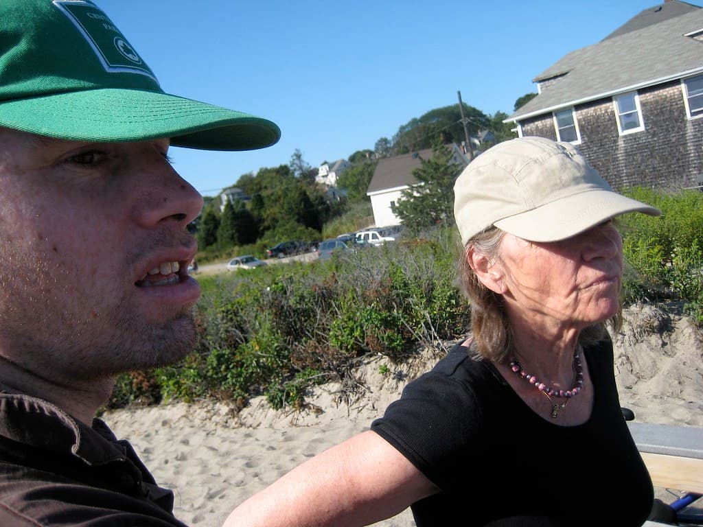 momma and her boy in baseball caps II
