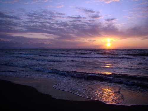 The sunset of the Ishikari beach
