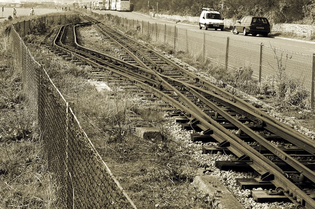 Brighton / East Sussex: Volk's Electric Railway. Right of way with switches (points) and third rail