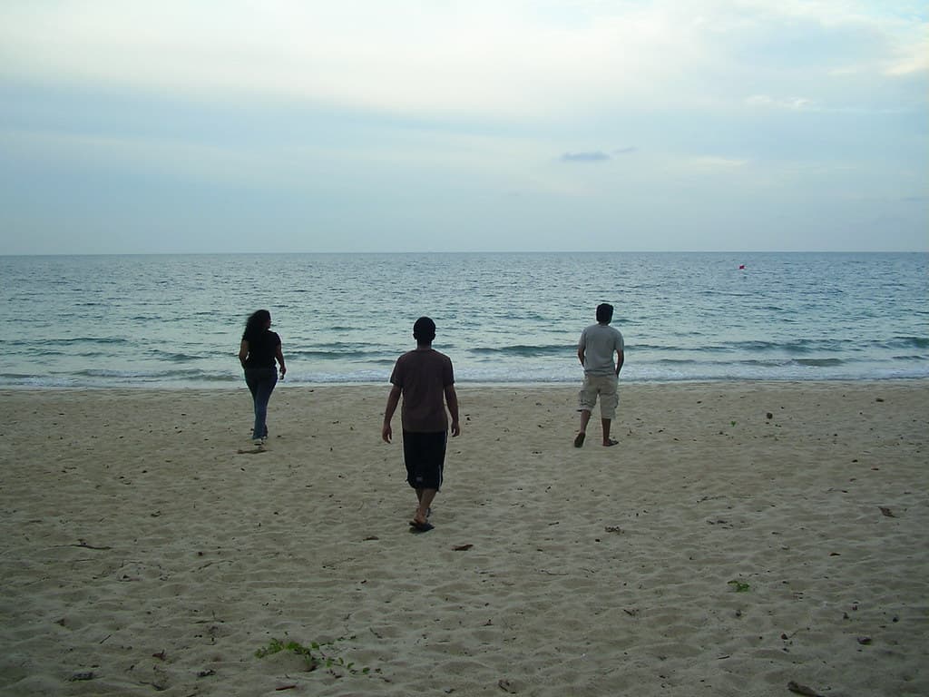 walking into the sea.