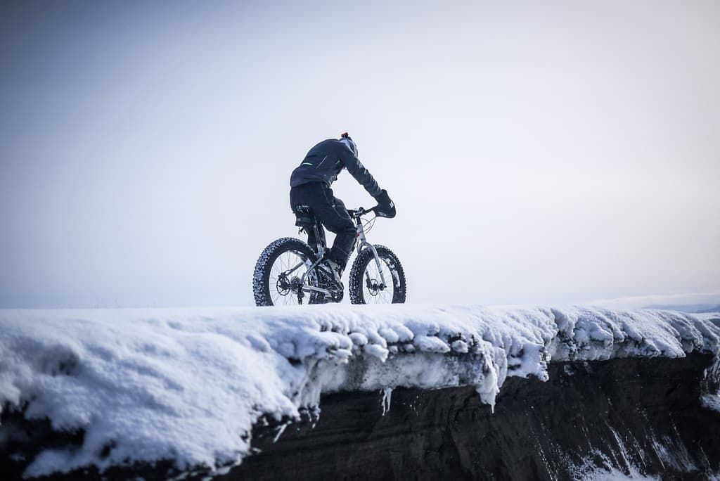Winter cycling along Ishikari Beach, near Sapporo, Japan