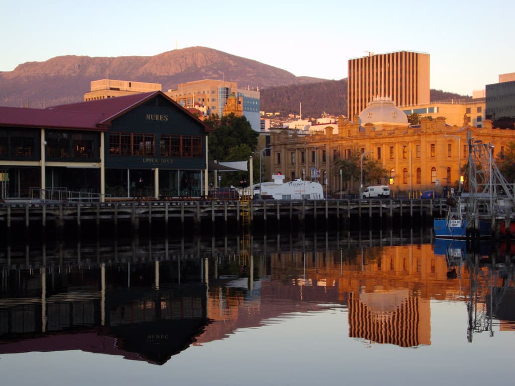 Hobart . Reflections and Mt Wellington.