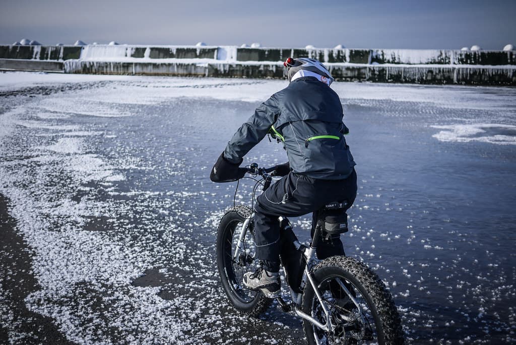Winter cycling along Ishikari Beach, near Sapporo, Japan