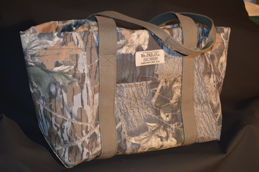 Camo material on a Peck Bag tote4