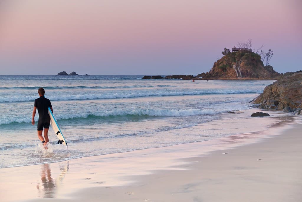 A gentle surf as the sun sets