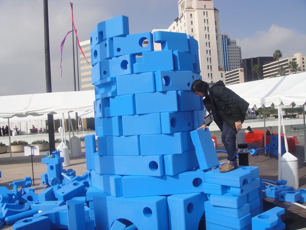 2010 TED Fellows blue foam tower