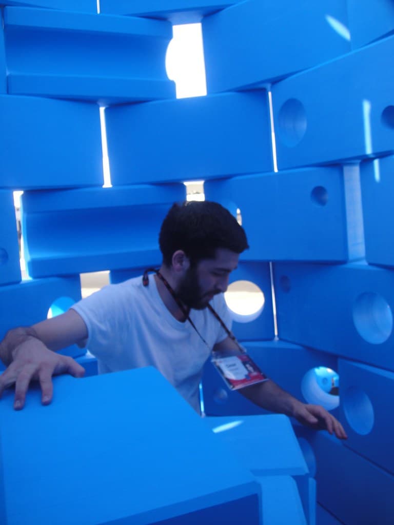 2010 TED Fellows blue foam tower