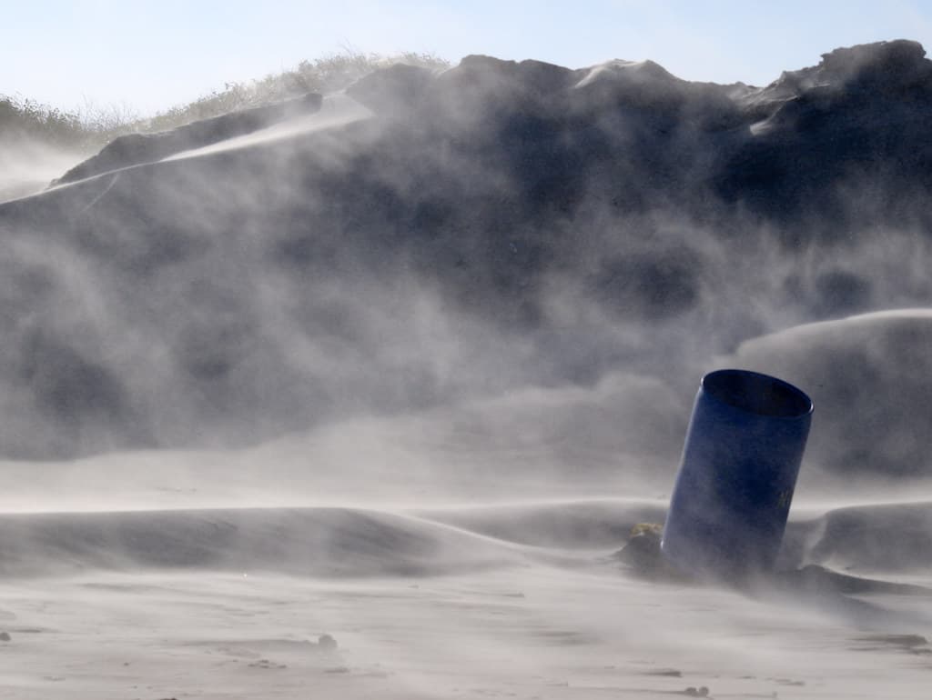 White Christmas in Corpus! Sandblasted trash can