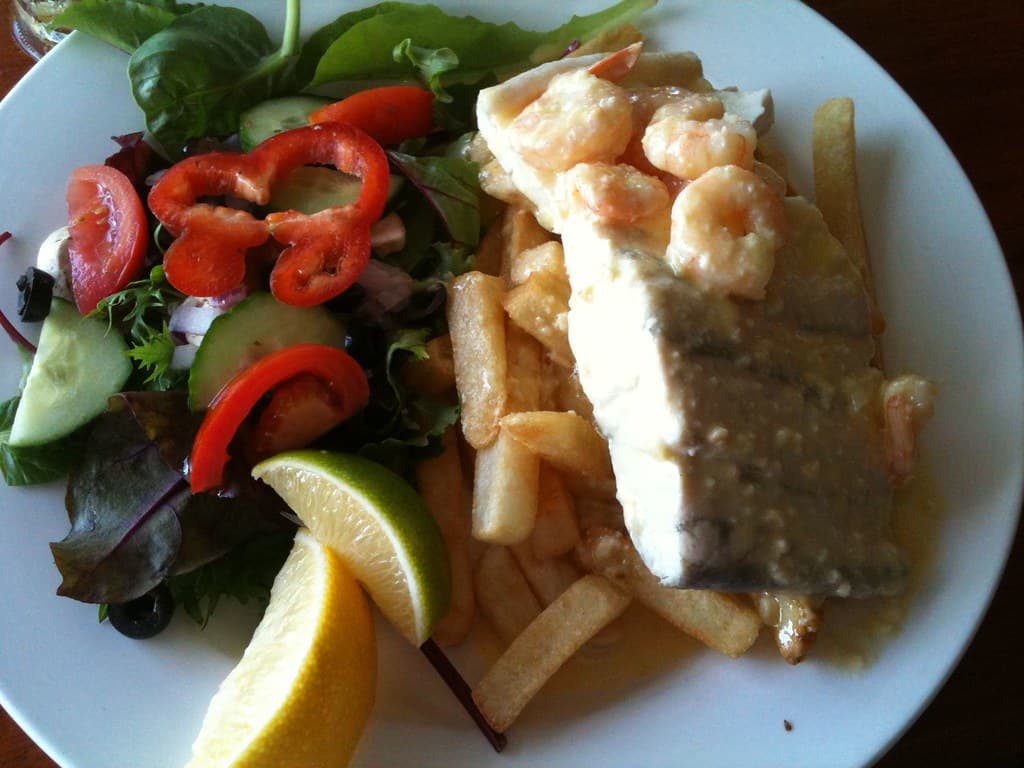 Lemon and Lime Barramundi and prawns