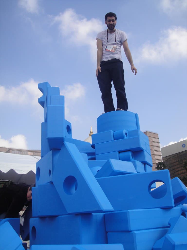 2010 TED Fellows blue foam tower