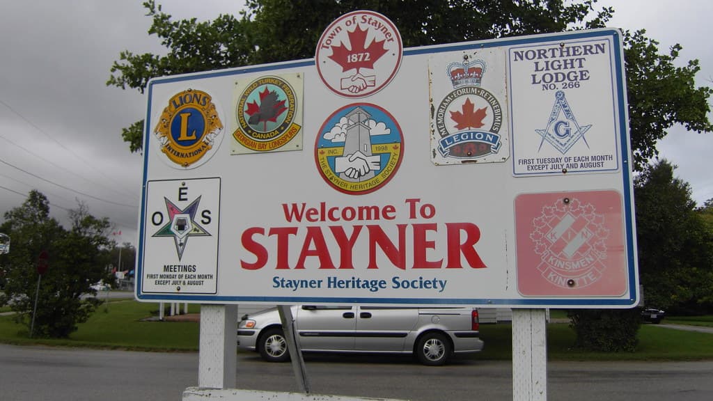 Welcome to Stayner - Stayner Ontario Heritage Society town signage (1)