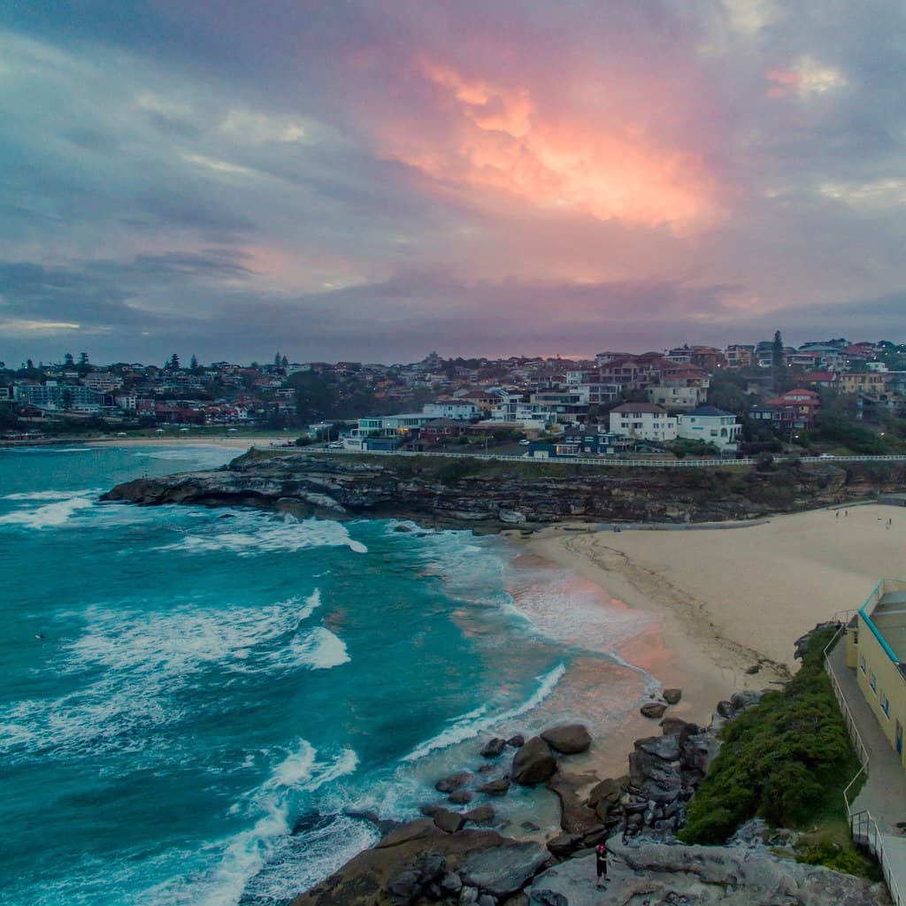 Tamarama Sunset Sky Water Cloud - Sky Nature City Beauty In Nature Sea Cityscape Outdoors No People Scenics Sunset Building Exterior Architecture Built Structure Tranquil Scene Day at Tamarama Beach