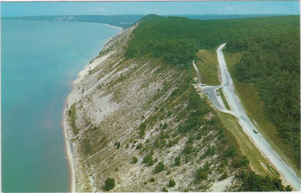 NW Arcadia Elberta Frankfort MI RPPC Arcadia INSPIRATION POINT LOOKOUT to Lower Herring Lake The Watervale Inn & Resort & Camp Lookout & the historic Herring Creek Spillway 10