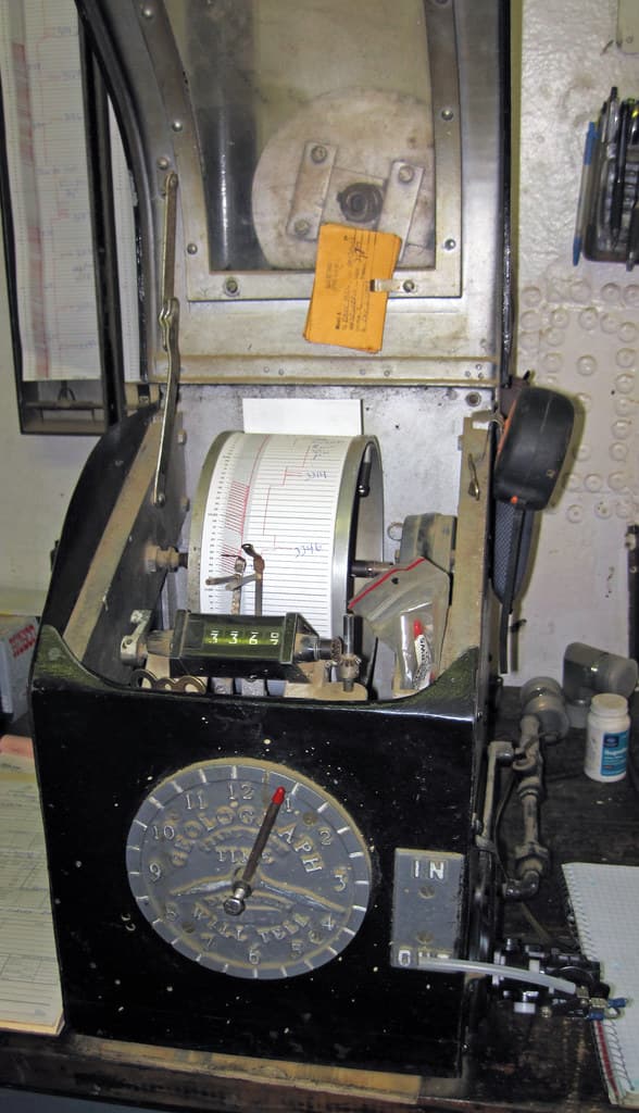Geolograph at Hendren Century Farms # 2 petroleum well (north of Johnstown, Ohio, USA)