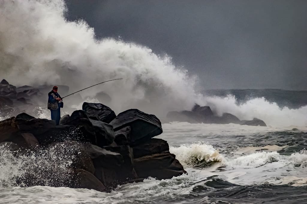 Fisherman in Stormy Weather