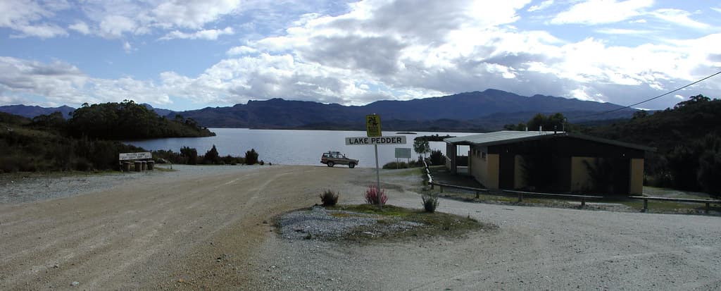 The ugly new Lake Pedder and the ugly carpark and rest rooms