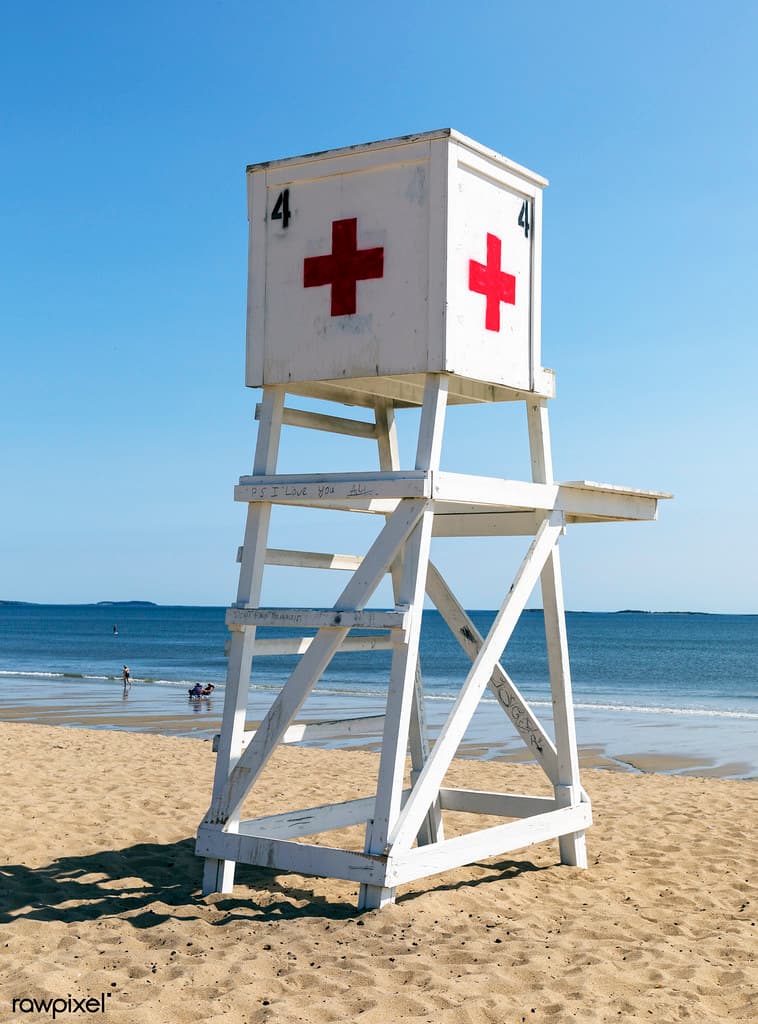 Lifeguard stand at the shore in Old Orchard Beach, Maine. Original image from Carol M. Highsmith’s America, Library of Congress collection. Digitally enhanced by rawpixel.