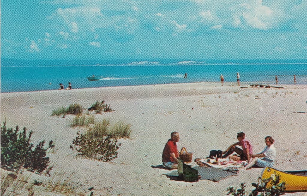 NW Honor Empire MI 1960s Beach Babes & Family FUN beautiful Platte Bay Rivermouth off once had a restaurant called The Windjammer Restaurant in business here Phil Balyeat 33-2