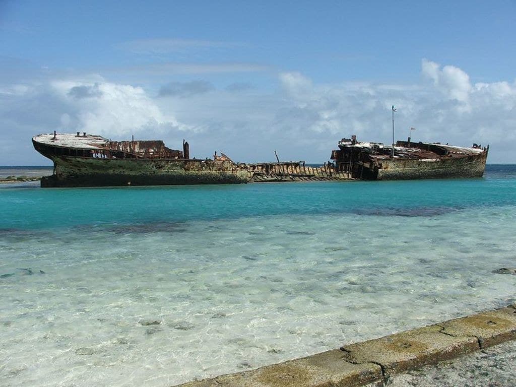 The remains of ex-HMAS  PROTECTOR on Heron Island, Queensland - source unknown.