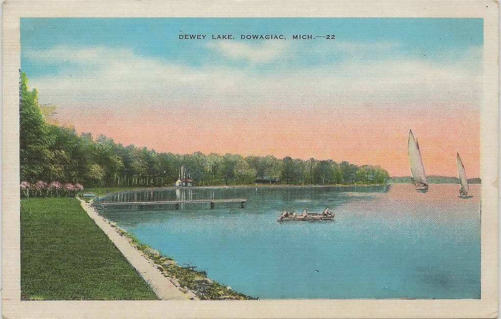 SW Dowagiac MI 1930s Classic BEACH BABE & Family FUN Summer Cottages & Homes near Resort Owner & Politician Frank Nevins Dewey Lake Shady Shores Resort & Waterpark