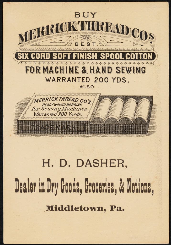 Merrick Thread Co, if dat ar fish knowd dis wor, Merrick's thread, he would'nt ha bit. [back]