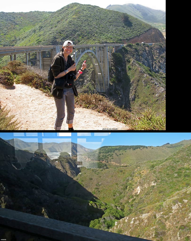 20130621_M_1k Me & Bixby Bridge!!!!!1! Hehe. + Bixby Creek's ravine, seen from bridge. | Big Sur, California