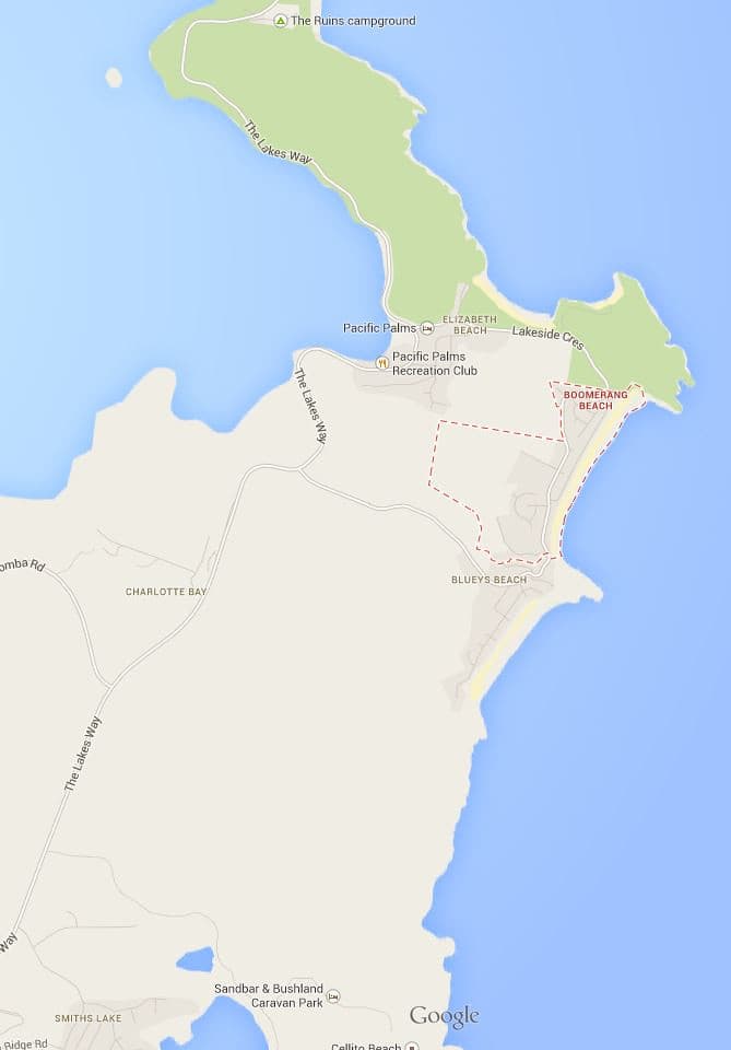 Boomerang Beach map