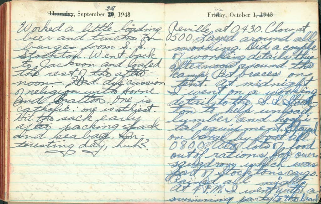Lloyd Fuller Diary, September 30-October 1, 1942