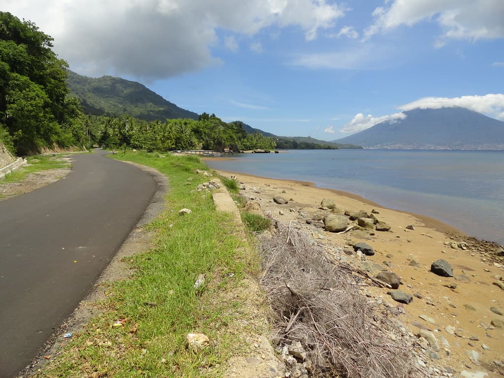 Beach near Cobo, North-west Coast of Pulau Tidore (Tidore Island), The Moluccas (Maluku)