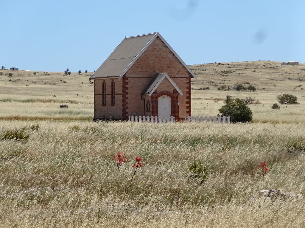 Sheringa on Eyre Peninsula.  Town has a pub store and this former Anglican Church built in 1910.
