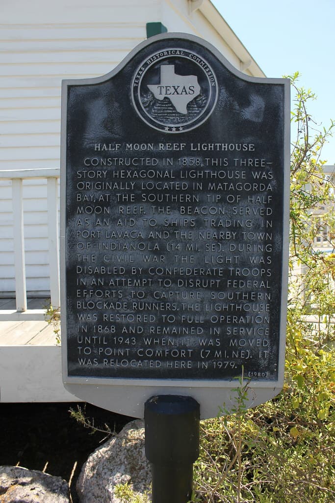 Half Moon Reef Lighthouse, Port Lavaca, Texas Historical Marker