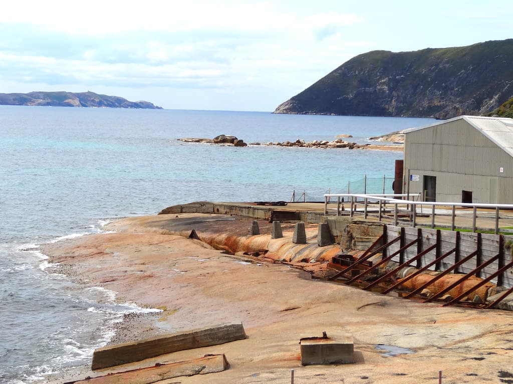 Albany Whale World. Site of the old Whaling station where the whale carcases were dragged ashore for processing. This is the flensing deck.