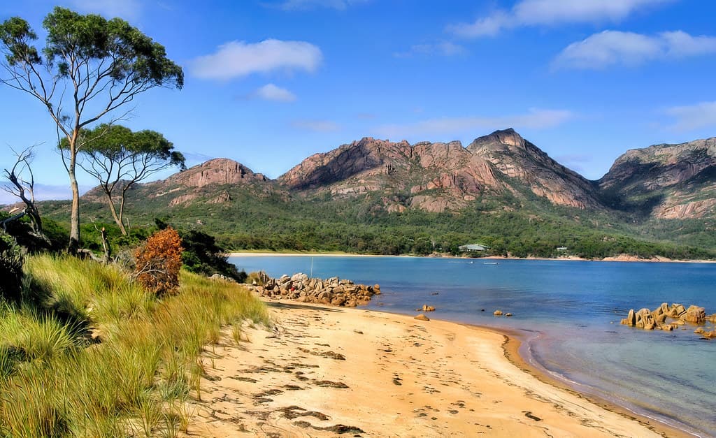 Early April 2005 - "The Hazards" framing Coles Bay, Freycinet Peninsula, Tasmania, Australia