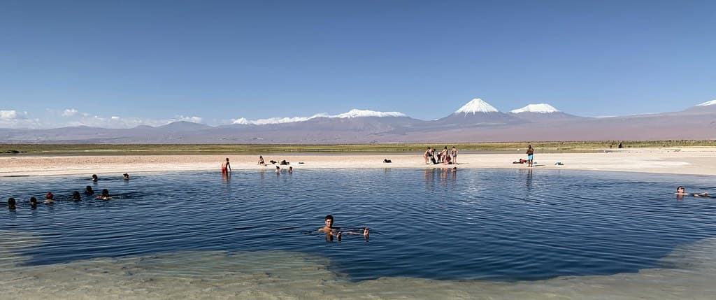 The Stone Lagoon (Laguna Piedra) at 2,400 meters (8,000 ft) above sea level, the Salar de Atacama, the Atacama Desert, San Pedro de Atacama, Chile.