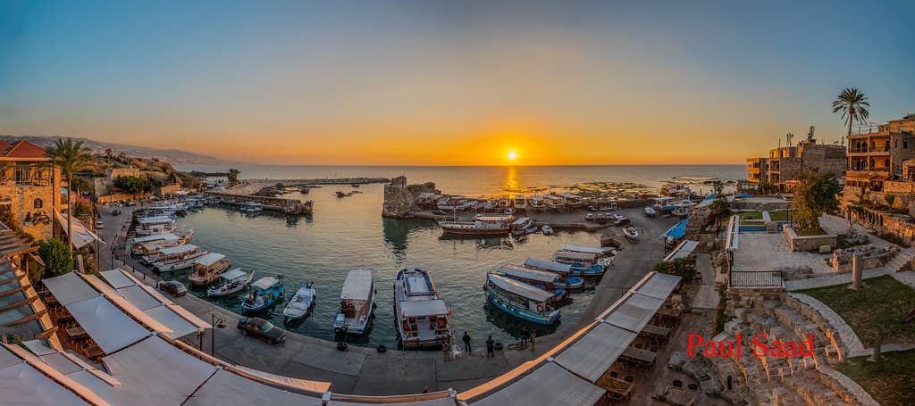 Pano Byblos Port At Sunset, Lebanon