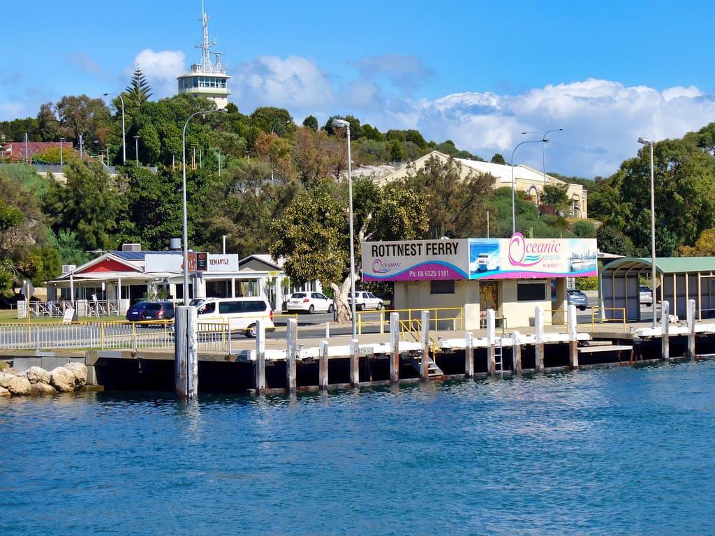 20 April 2018 - Oceanic Rottnest Ferry terminal at the East Street Jetty on the Swan River at Fremantle, Perth, Western Australia