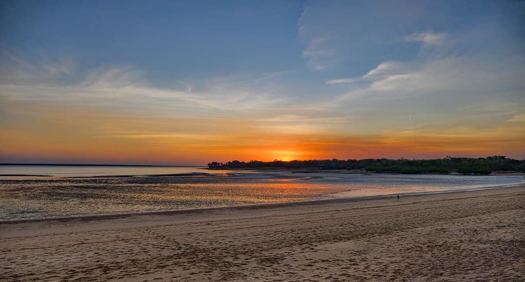 Low tide sunset over East Point, Darwin Harbour, NT, Australia