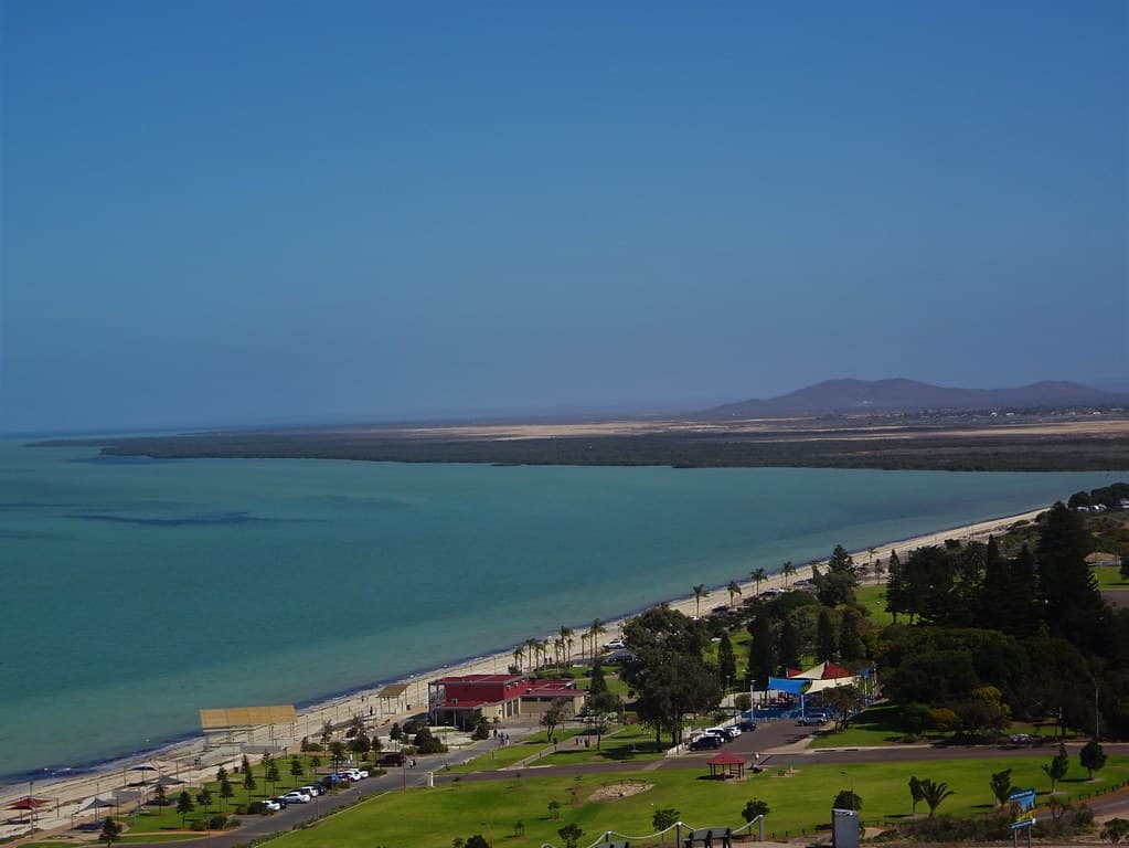 Whyalla. City beach from Hummock Hill Lookout. Sited on Spencers Gulf South Australia.