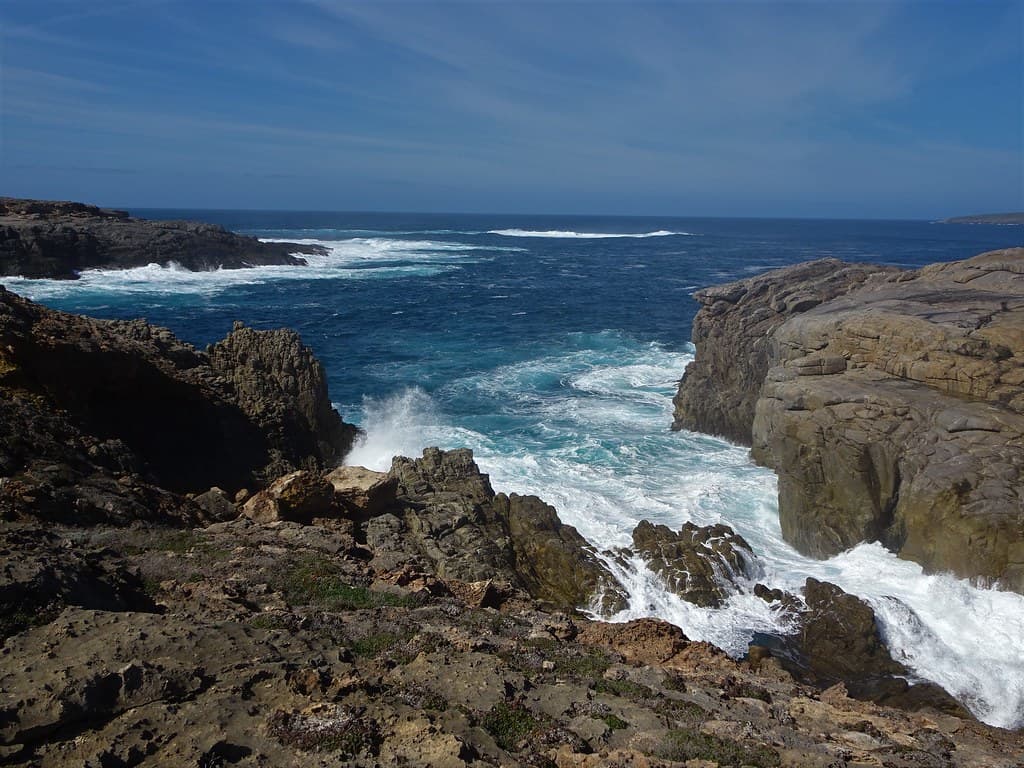 Whalers Way on Eyre Peninsula. A private coastal park near Port Lincoln. Known for its blow holes, crevasses, caverns, grottos etc.  A spectacular drive with such beautiful and rugged coastline open to the Southern Ocean.
