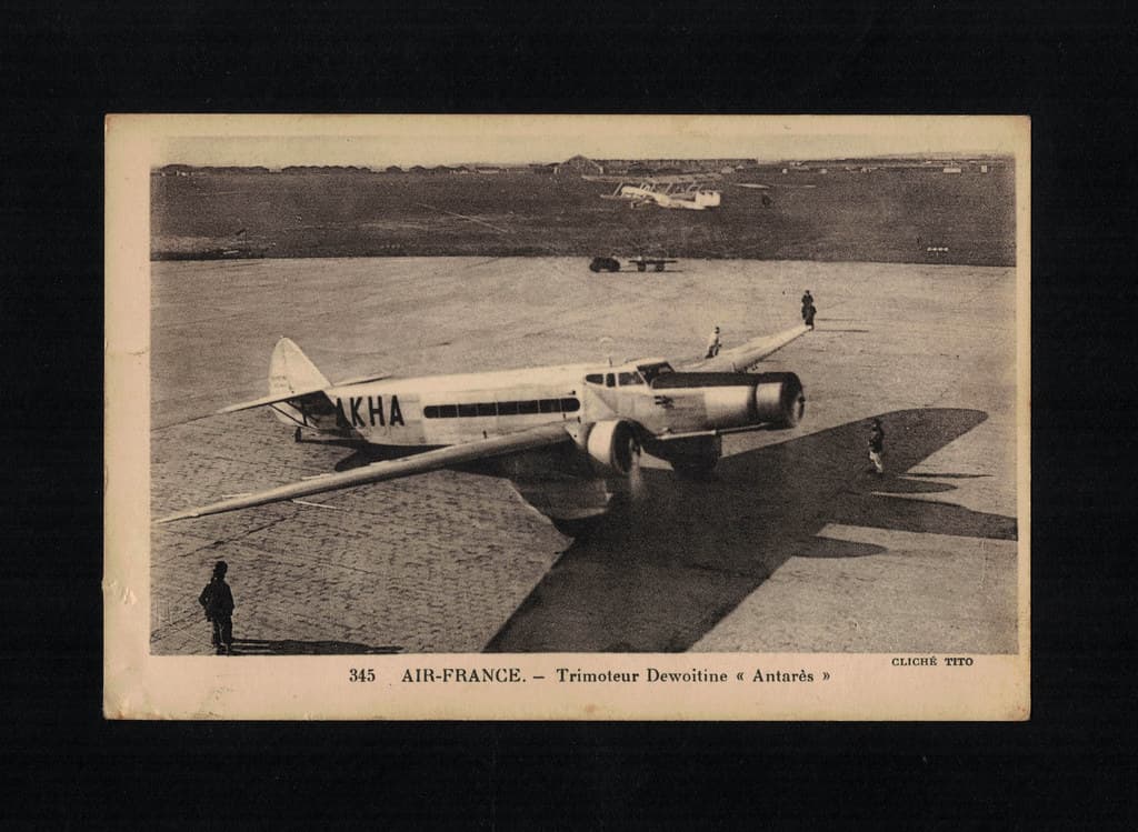 1934 Air France Postcard, the Dewoitine 333 "Antarès" @Le Bourget, front