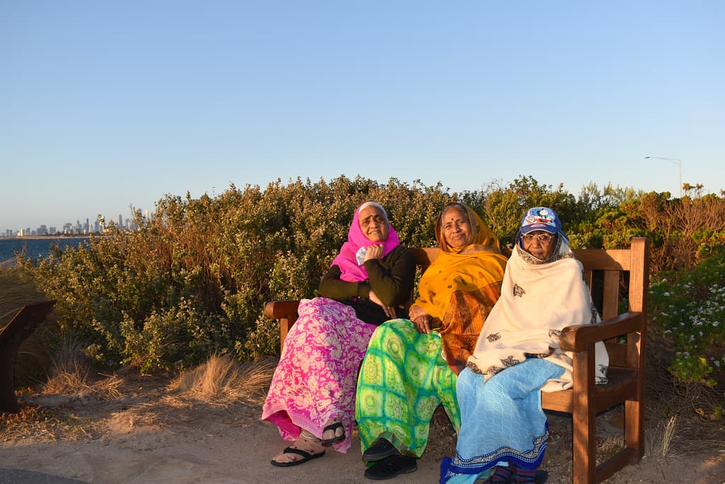 Tourists enjoying the sunset