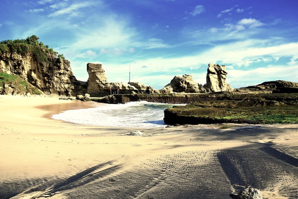 Klayar beach in south Java, Indonesia