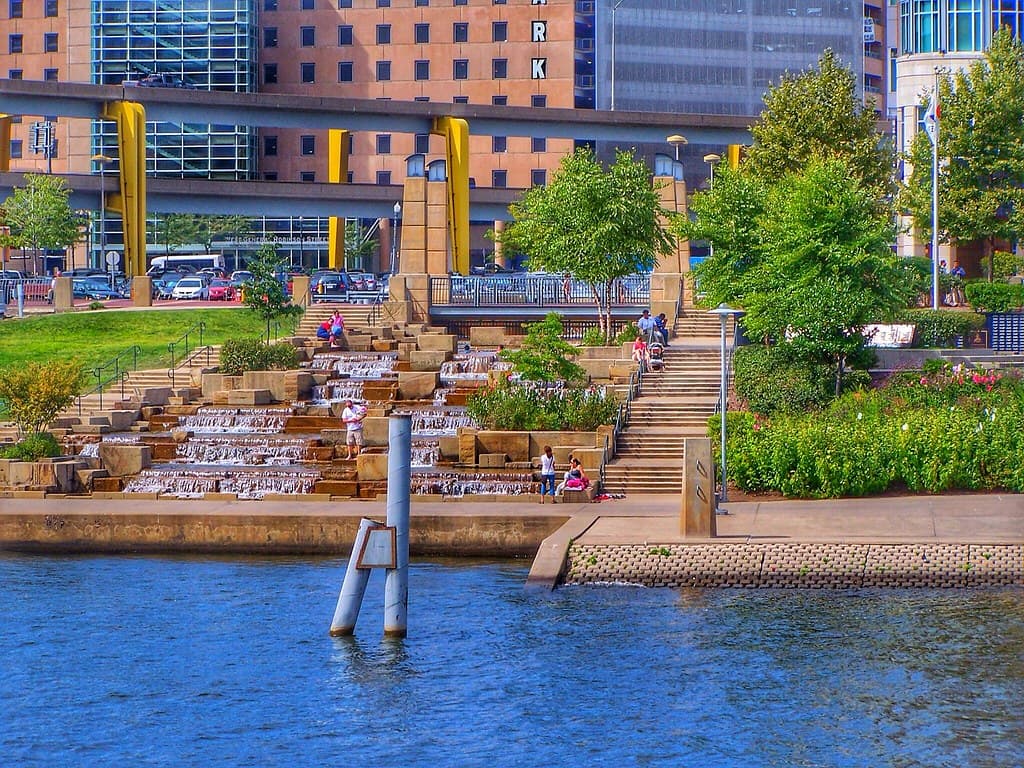 Pittsburgh  Pennsylvania - West General Robinson  - Parkette Water Cascade - North Shore Riverfront  Park  - Water Steps