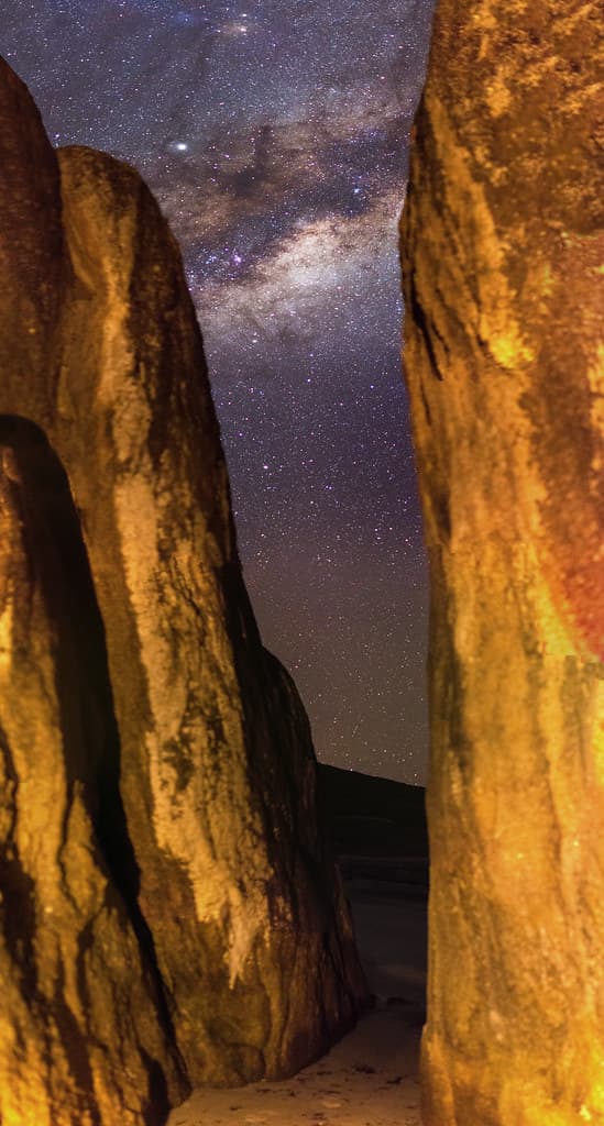 Milky Way between Elephant Rocks at Greens Pool - Denmark, Western Australia